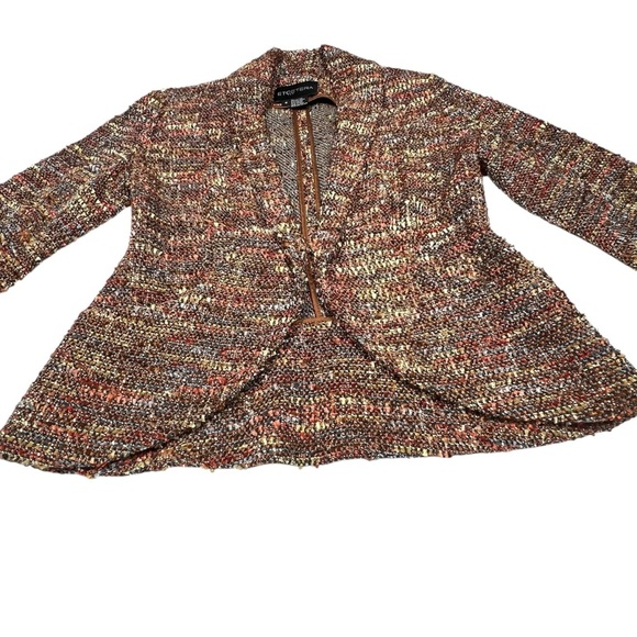 VINTAGE ETCETERA Brown Orange Speckled Tweed Blazer Jacket Women's Size 4 - Picture 7 of 16